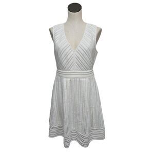 J. Crew Womens Striped Eyelet Dress Size 10 White Fit & Flare‎ Bridal Classic